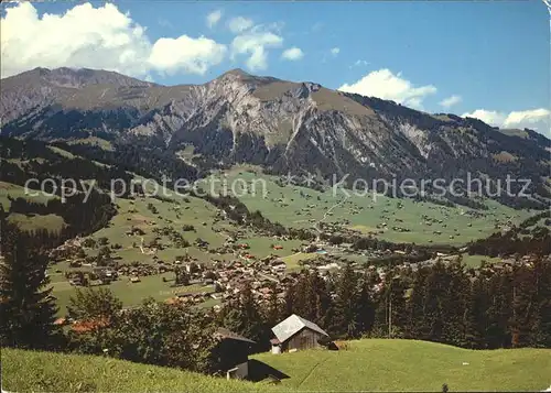 Lenk Simmental Dorf mit Wist?tt und Fl?schhorn Kat. Lenk Simmental