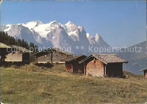 Hasliberg Maegisalp mit Wetterhorngruppe Eiger und Moench Kat. Meiringen