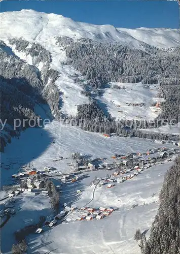 Churwalden mit Skigebiet von Pradaschier Kat. Churwalden