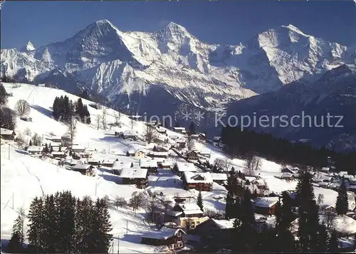 Beatenberg mit Finsteraarhorn Eiger Moench Jungfrau Kat. Beatenberg