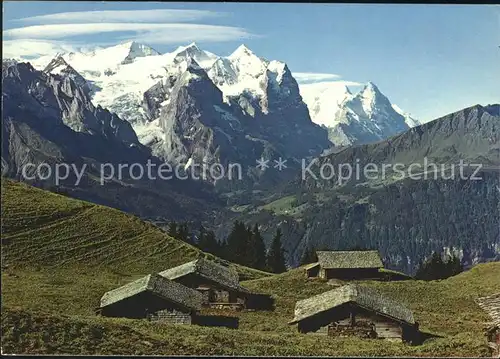 Hasliberg Kaeserstatt mit Wetterhorngruppe Eiger und Moench Kat. Meiringen