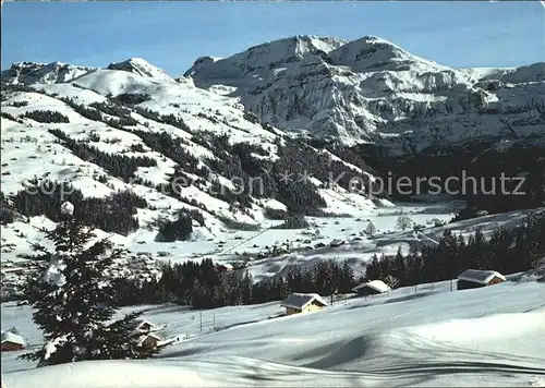 Lenk Simmental Dorf mit Wildstrubel Kat. Lenk Simmental