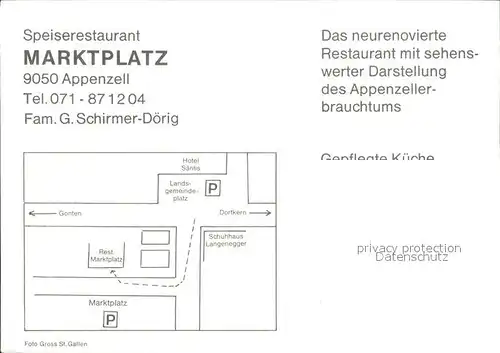 Appenzell IR Speiserestaurant Marktplatz Gastraum Kat. Appenzell