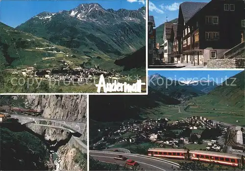 Andermatt Totalansicht Dorfpartien Eisenbahn Viadukt  Kat. Andermatt