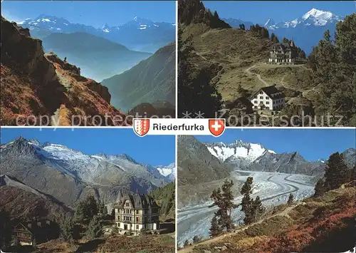 Riederalp Riederfurka mit Casselweg Fusshoerner Matterhorn Gr Aletschgletscher Kat. Riederalp