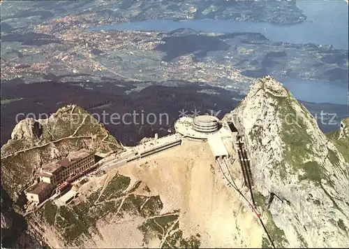 Pilatus Kulm Hotels Kulm und Bellevue mit Blick auf Luzern Kat. Pilatus Kulm