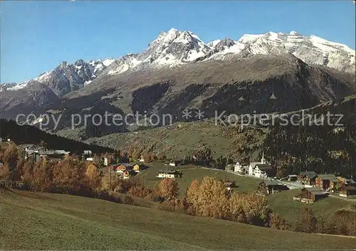 Obersaxen GR Egga und Affeier mit Brigelshoerner und Biferten / Obersaxen /Bz. Surselva