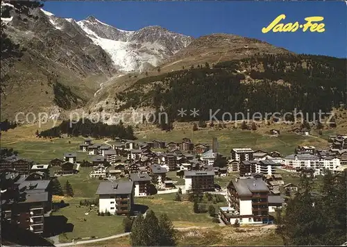 Saas Fee mit Ulrichshorn und Hohbalmgletscher Kat. Saas Fee