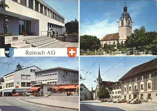 Reinach AG Rathaus Strassenpartien Kirche Kat. Reinach AG