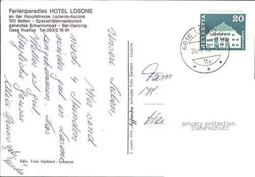 Losone Ferienparadies Hotel Losone Kat. Losone