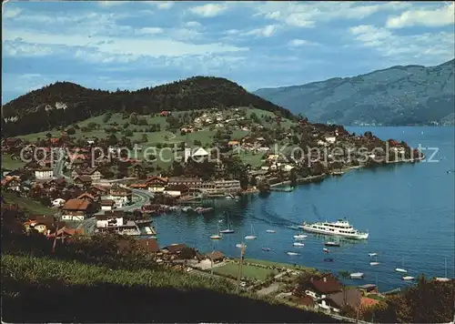 Faulensee am Thunersee F?hrschiff Panorama Kat. Faulensee