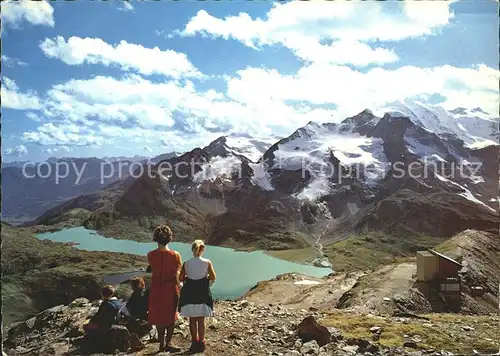 Pontresina Blick von Piz Lagalp auf Bernina Seen Kat. Pontresina