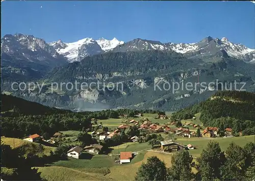 Hasliberg Hohfluh mit Wetterhorngruppe Fliegeraufnahme Kat. Meiringen