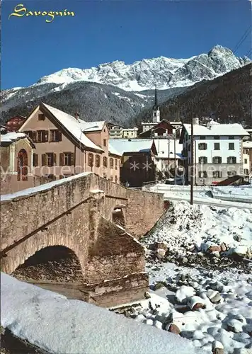 Savognin am Julierpass Dorfpartie mit Piz Mitgel Kat. Savognin