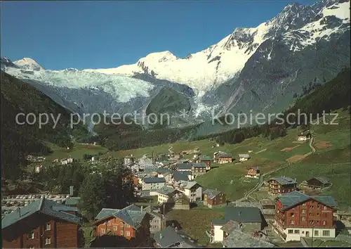 Saas Fee mit Allalinhorn Alphubel Taeschhorn Dom Kat. Saas Fee