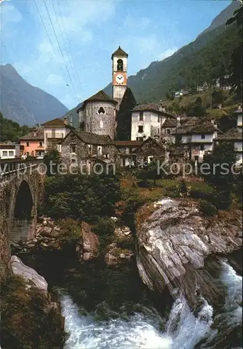 Lavertezzo Dorfpartie mit Kirche Kat. Lavertezzo