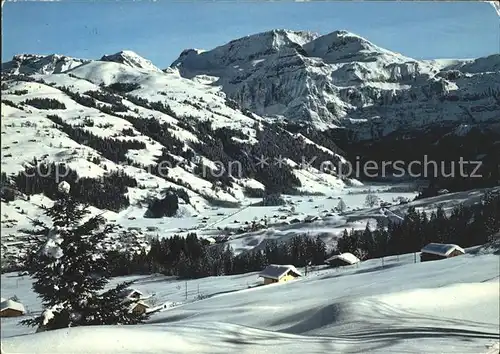 Lenk Simmental Dorf mit Wildstrubel Kat. Lenk Simmental