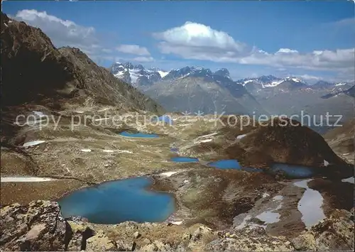 Lavin Zernez Macun Seen mit Verstanklahorn Piz Buin Dreilaenderspitz Kat. Lavin