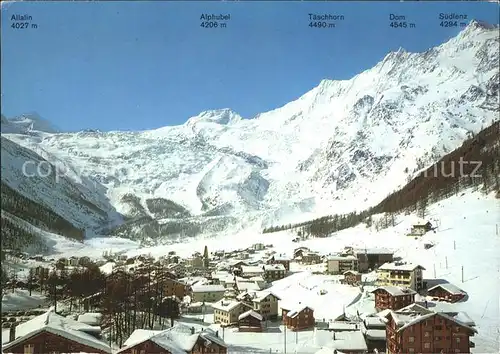 Saas Fee mit Allalin Alphubel Taeschhorn Dom Kat. Saas Fee