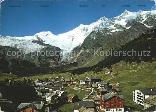 Saas Fee Ortsansicht mit Alpenpanorama Kat. Saas Fee