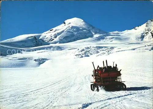 Saas Fee mit Allalinhorn und Raupenfahrzeug auf dem Feegletscher Kat. Saas Fee