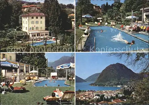Lugano TI Pensione Selva Swimmingpool Lago di Lugano Kat. Lugano