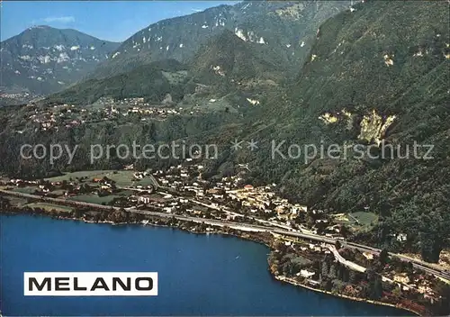 Melano Lago di Lugano Fliegeraufnahme  Kat. Melano