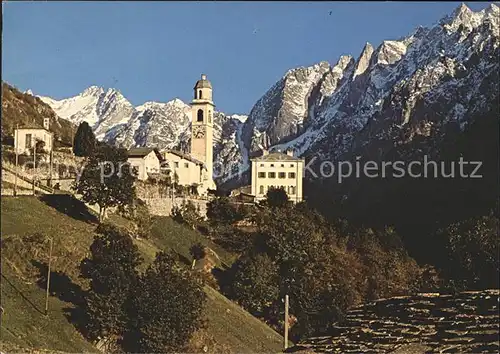 Soglio Ortsblick mit Kirche Kat. Soglio