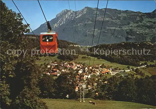 Oberschan mit Seilbahn Kurhaus Alvier und Drei Schwestern Kat. Oberschan