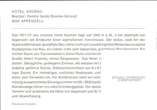 Appenzell IR Hotel Kaubad Kat. Appenzell