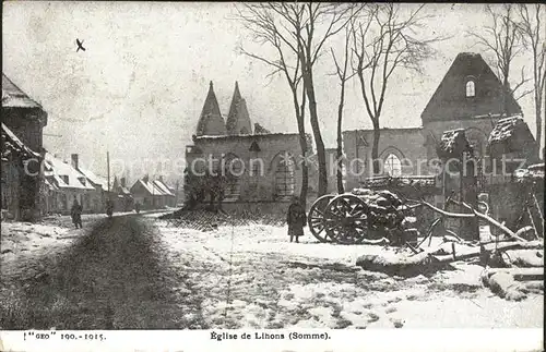 Lihons Eglise en hiver Ruines Grand Guerre 1. Weltkrieg Kat. Lihons