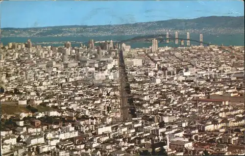 San Francisco California Panorama view taken from Twin Peaks Oakland Bay Bridge Kat. San Francisco