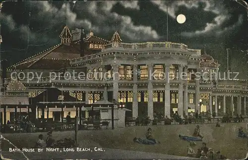 Long Beach California Bath House by night at moonlight Kat. Long Beach