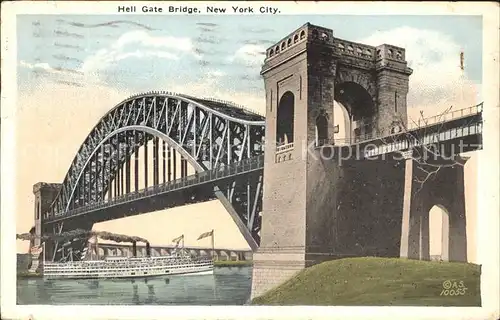 New York City Hell Gate Bridge Steamer East River / New York /