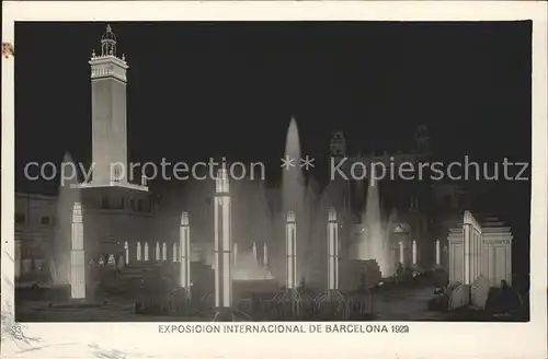 Barcelona Cataluna Exposicion Internacional 1929 Plaza del Universo nocturna Kat. Barcelona