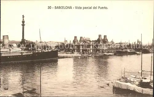 Barcelona Cataluna Vista parcial del Puerto Dampfer Kat. Barcelona