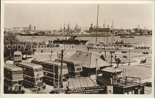 Portsmouth HMS Vanguard in Portsmouth Harbour Kriegsschiff Kat. Portsmouth