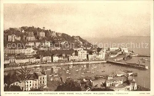Torquay Torbay Pavilion Harbour Vane Hill view from Waldon Hill Tuck s Post Card Kat. Torbay
