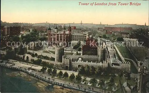 London Tower of London view from Tower Bridge Valentines Series Kat. City of London