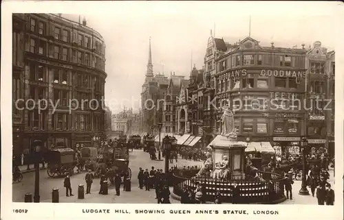 London Ludgate Hill Queen Anne Statue Monument Kat. City of London