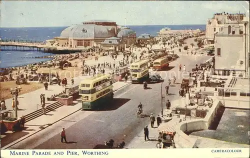 Worthing West Sussex Marine Parade and Pier Doppeldeckerbus / Worthing /West Sussex