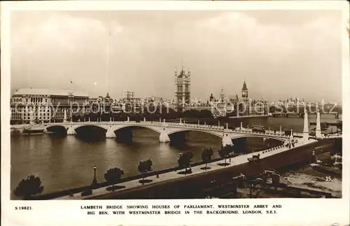 London Lambeth Bridge Houses of Parliament Westminster Abbey Big Ben Kat. City of London