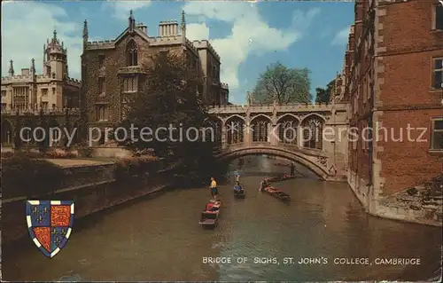 Cambridge Cambridgeshire Bridge of Sighs St Johns College Wappen / Cambridge /Cambridgeshire CC