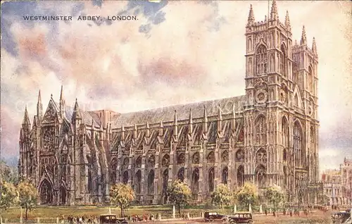London Westminster Abbey Water Colour by Brian Gerald Kuenstlerkarte Kat. City of London