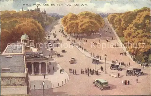 London Hyde Park and Rotten Row Water Colour by EWH Kuenstlerkarte Kat. City of London