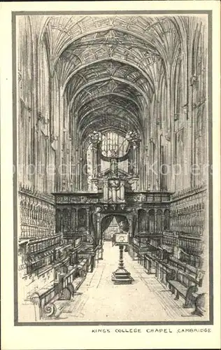 Cambridge Cambridgeshire King's College Chapel Drawing Kuenstlerkarte / Cambridge /Cambridgeshire CC