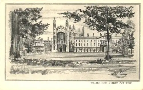 Cambridge Cambridgeshire King's College Drawing Kuenstlerkarte / Cambridge /Cambridgeshire CC