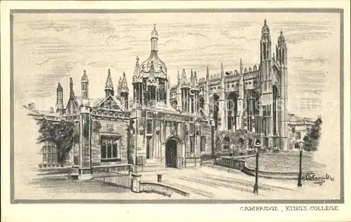 Cambridge Cambridgeshire King's College Drawing Kuenstlerkarte / Cambridge /Cambridgeshire CC