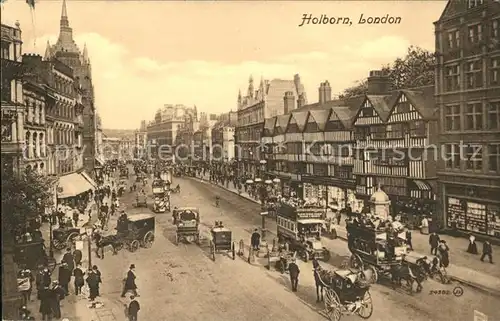 London Old Houses Holborn Street Scene Automobil Kutsche Kat. City of London
