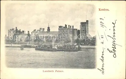 London Lambeth Palace Thames Boat Kat. City of London